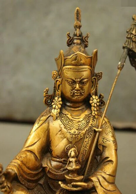 ZSR 827 + Тибет Vajrayana бронзовая позолоченная гуру Rinpoche Padmasambhava Padmakara статуя Будды|buddha