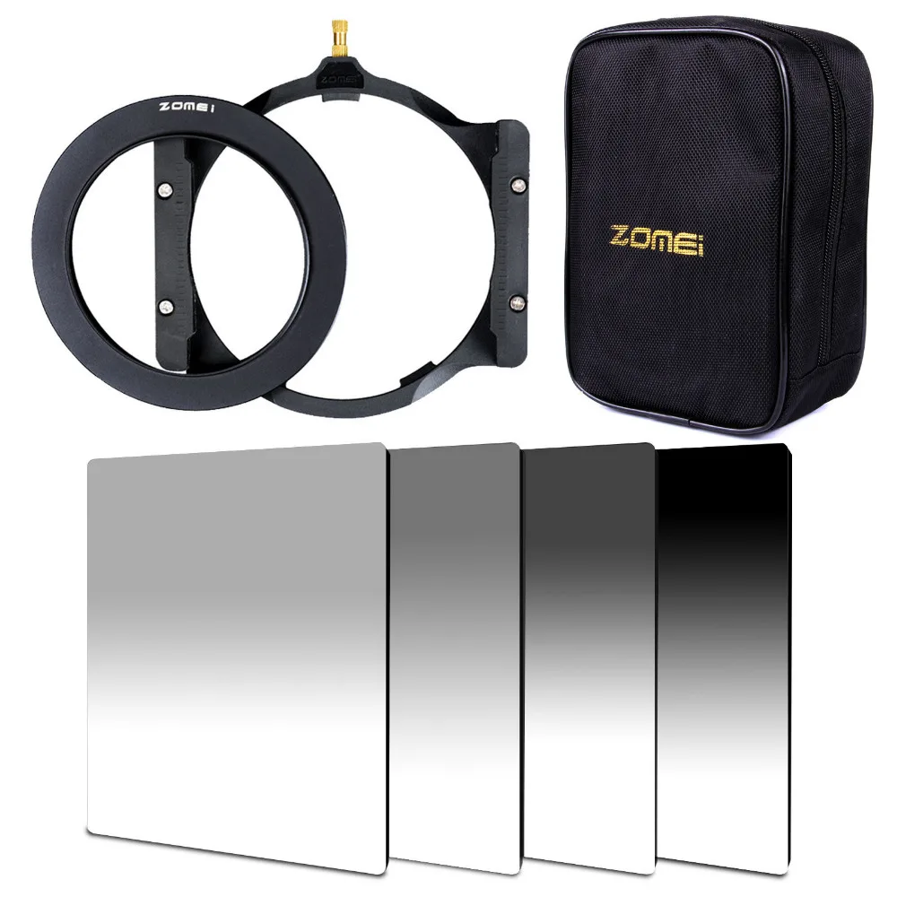 

Zomei 150*100mm G.ND ND2+ND4+ND8+ND16 Neutral Density square filter+filter holder+16 slot case+67/72/77/82/86mm adapter ring