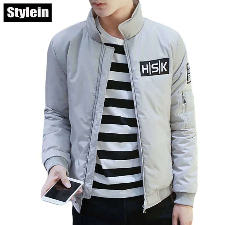 Stylein Мужчины Зимняя Куртка Бомбардировщика Пальто Повседневная Бейсбол Молния