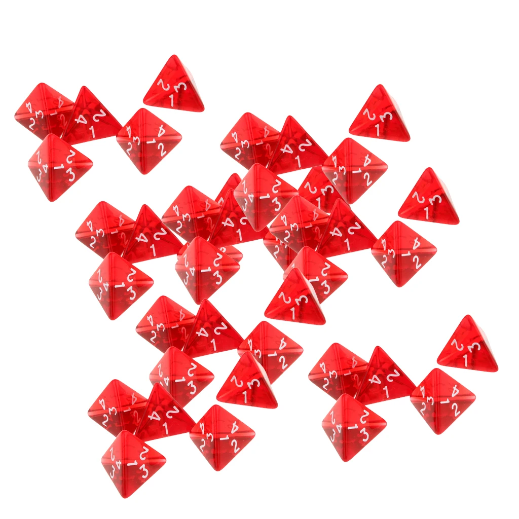 40 Pcs Dice Set D4 for D&ampD Board Game Red Acrylic Polyhedral Bulk Cup | Спорт и развлечения