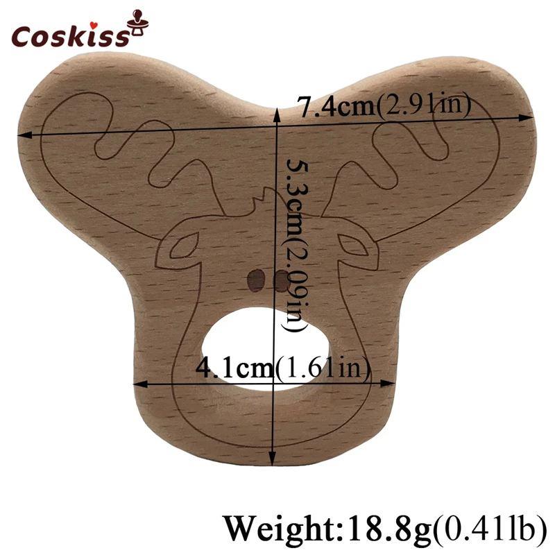 Mordedor para beb&eacute;, colgante de ganado, joyer&iacute;a artesanal para beb&eacute;, collares, pulseras, accesorios, chupete de madera sin BPA, 10 piezas-2