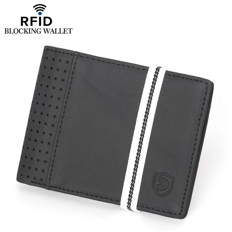 DKER повседневный кожаный бумажник Rfid для мужчин с эластичной лентой мужской