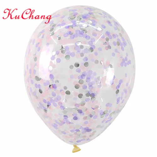 Light purple silver 12 шт. 12 дюймов прозрачные конфетти воздушные шары латексные воздушные шары с золотыми серебряными конфетти для свадебной вечеринки украшения подарки на день рождения - Цвет: Light purple silver