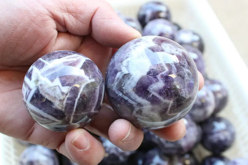 2 шт. натуральный фантомный шеврон аметист кварцевый хрустальный шар
