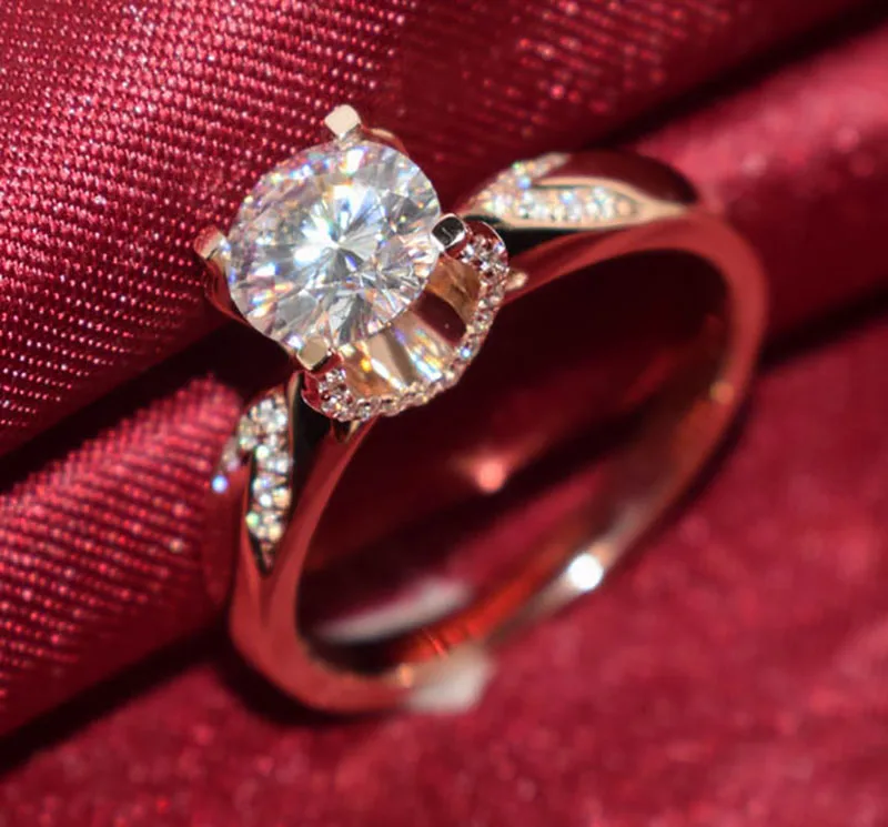 

100% 18K 750Au Gold Moissanite Diamond Ring Wedding ring D color VVS With national certificate MO-H10035