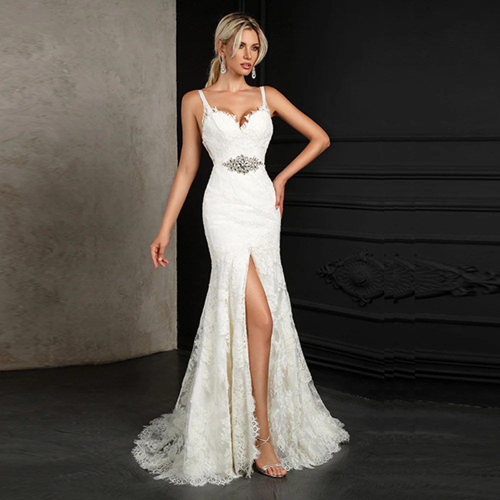 Платье для свадьбы с открытой спинкой платье Русалочки цвет слоновой кости тюль