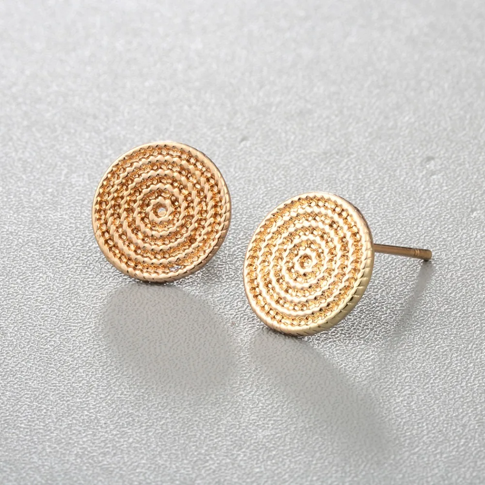 Chereda Coiled up Rope Round Stud Earrings Silver Gold Color Fashion Women Men Simple Shape Earing Fine Accessories | Украшения и