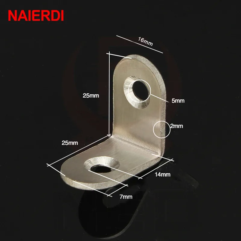 NAIERDI 2 шт. 25x25 мм Угловые скобы из нержавеющей стали стеклянные защитные крепежи