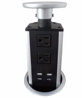new pulling desktop socket with 2 us power and 2 usb charger for kitchen and office free shipping