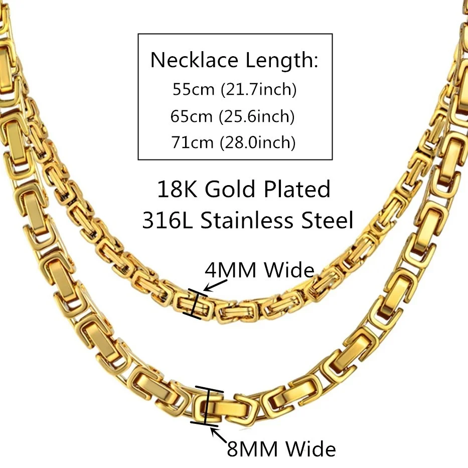 Neck Heavy Gold Chain For Men Thick Long Necklaces Male Color Hiphop Stainless Steel Byzantine Necklace 2019 Collares|Цепочки| |