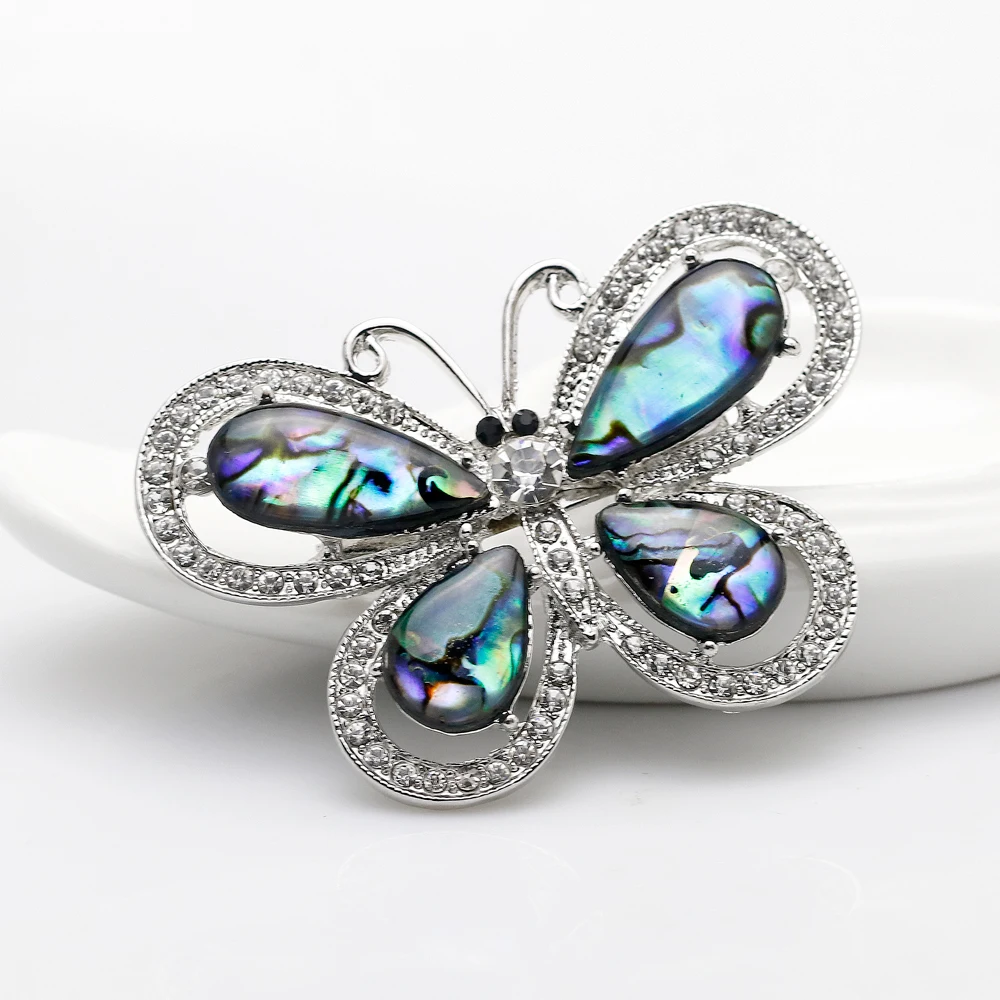 BR0-0292 Wholesale Retail Fashion Elegant Chic Alloy Shell Rhinestone Butterfly Brooch | Украшения и аксессуары