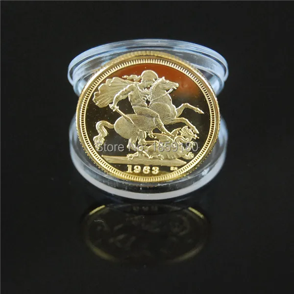 Великобритании соверен 1963 Золотой плакированный монета 50 шт. в партии для детей