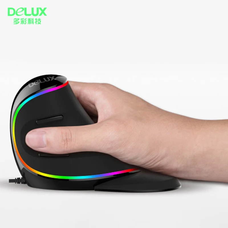 Delux M618 Plus компьютерная RGB Проводная вертикальная мышь эргономичная USB 4000 DPI