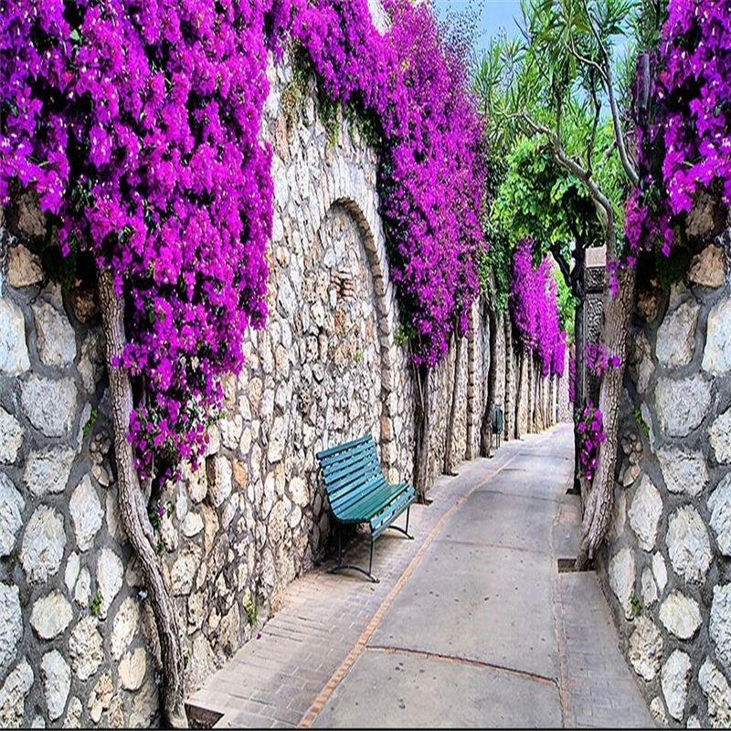 

Beibehang Custom Mural Modern 3D mural Wallpaper Purple Flower Wall Trail Wallpaper Living Room Sofa Bedroom Wallpaper 3D