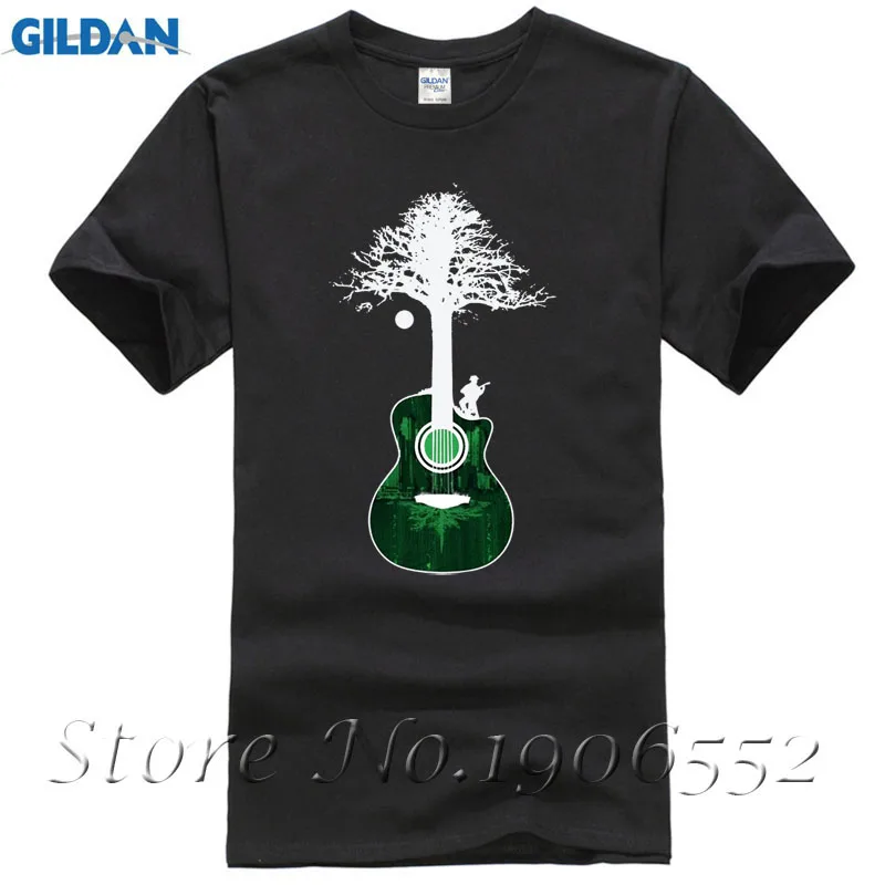 Men's Geek Acoustic Guitar Shirt Custom Short Sleeve Tree Root Tee Shirts Hip Hop Top Tees Any Logo Size | Мужская одежда