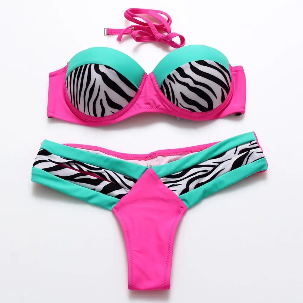Новинка 2017 соблазнительное женское бикини в стиле пэчворк Женский бандажный