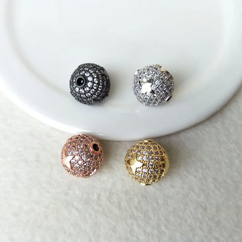 

10 Pcs CZ zircon crystal Micro pave Connector round Spacer Beads for DIY Making Bracelet necklace Jewelry Finding BD134