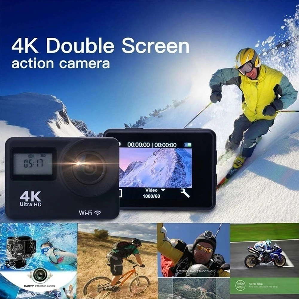4K сенсорный экран экшн камера WiFi двойной Ультра HD 30 м Водонепроницаемая DV