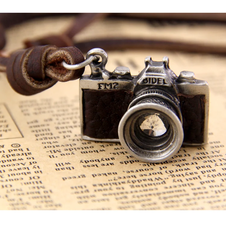 

Ant camera leather cord necklace male accessories vintage punk