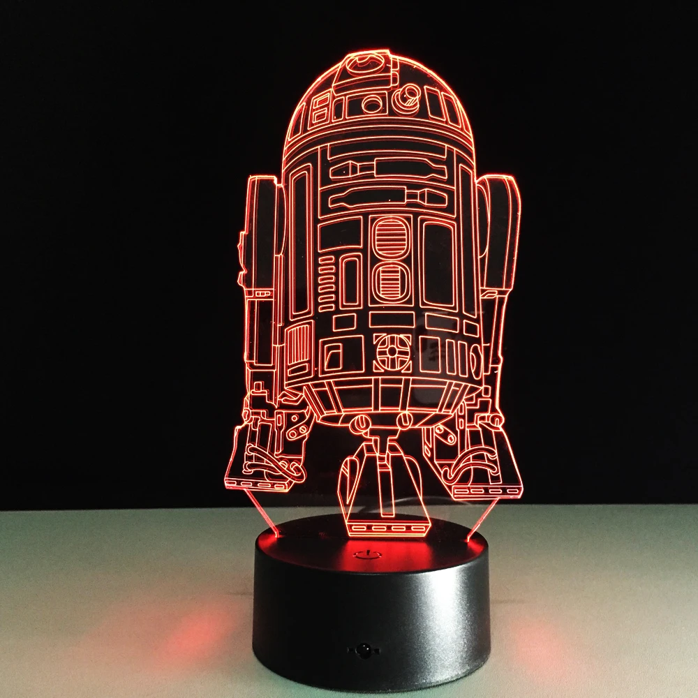 Крутой робот R2D2 новинка 3D светильник светодиодный прикроватная лампа настольная
