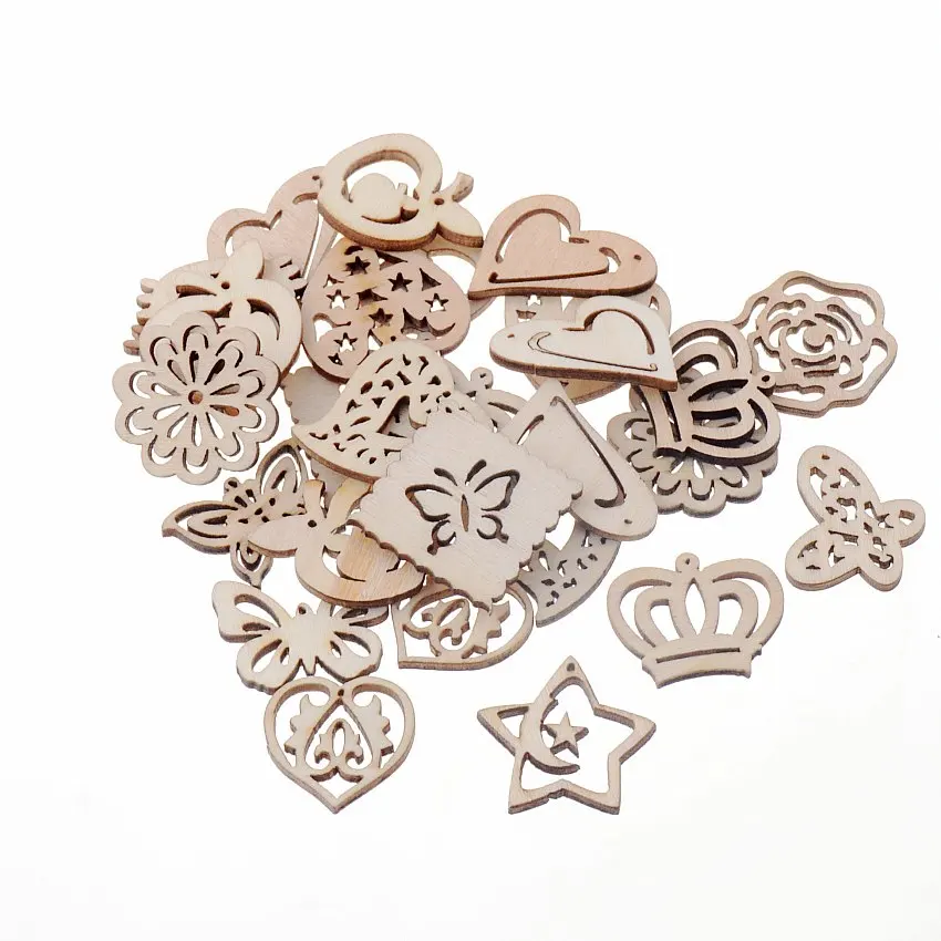 Лучшее качество 50 шт. декоративное оформление из дерева с плоской задней