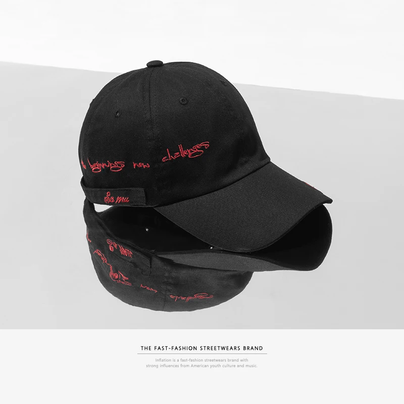 INFLATION Lettering Embroidery Baseball Caps For Men Casual Letter Snapback Hat Women Cotton Summer Dance Cap Unisex 098CI2018 | Аксессуары