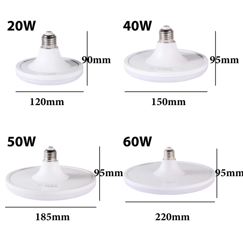 Белая светодиодная лампа E27 20W 40W 50W 60W экономия энергии UFO Bombillas освещение дома холодный 6500K высокая яркость включена.