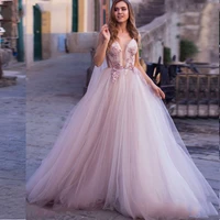 lorie princess wedding dress 2019 3d flowers wedding bride dress sleeveless appliques elegant pink wedding gowns turkey style
