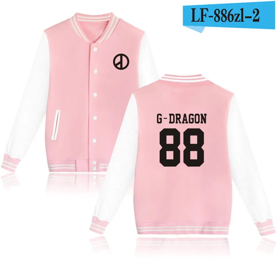 Pink and Whtie Bigbang KPOP бейсбол Толстовка для женщин T. O. p GD g-дракон монолитным теплые зимние толстовки с капюшоном Мужская модная куртка одежда - Цвет: Pink and Whtie