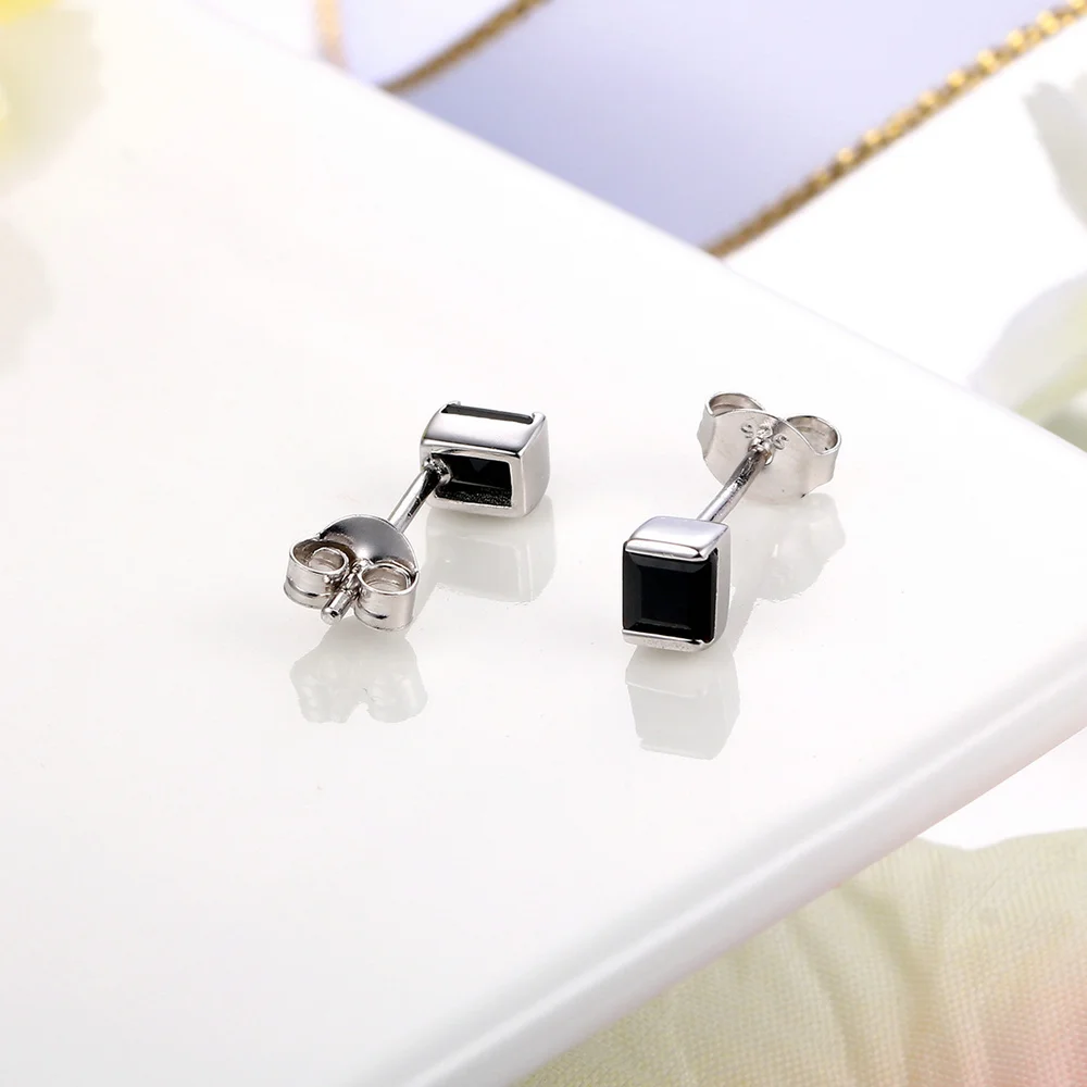 Женские серьги гвоздики из серебра 925 пробы с квадратным камнем|stud earrings|jewelry silver