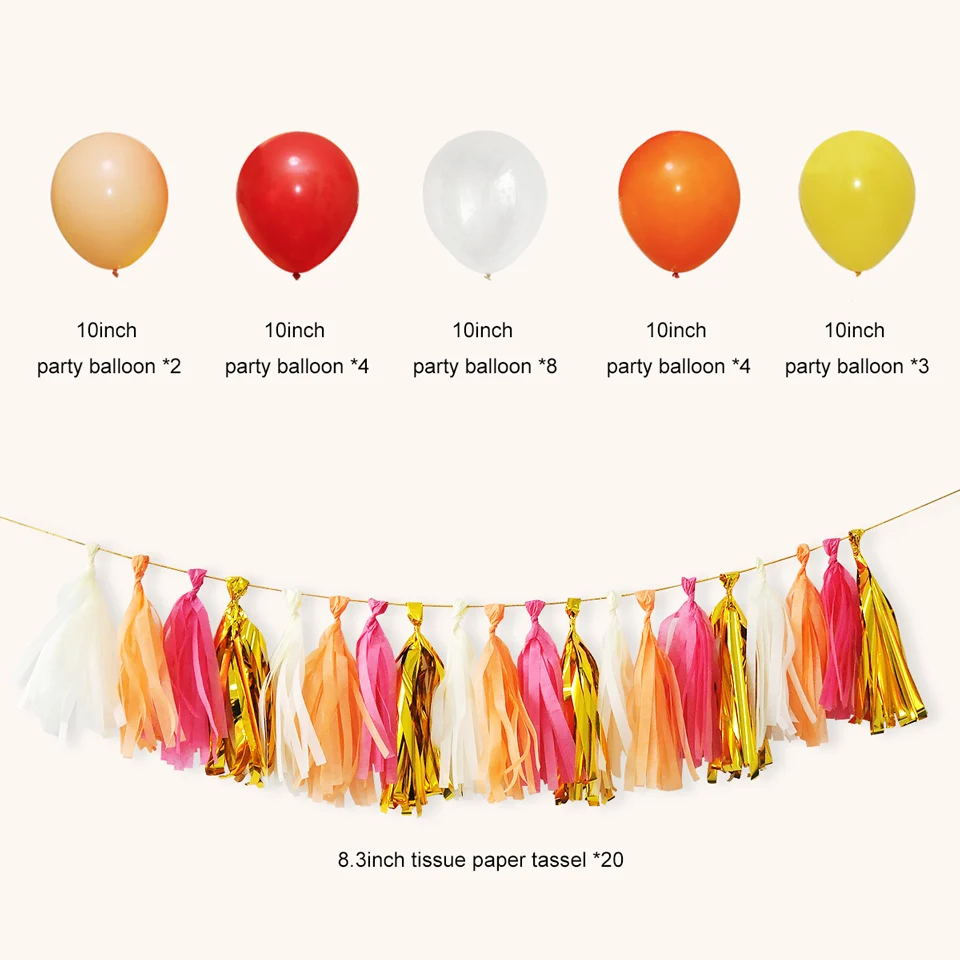 Nicro 56 шт./компл. С Днем Рождения украшения Висячие бумажные фонари Pom Poms баннер гирлянда шар оранжевый розовый# Set83