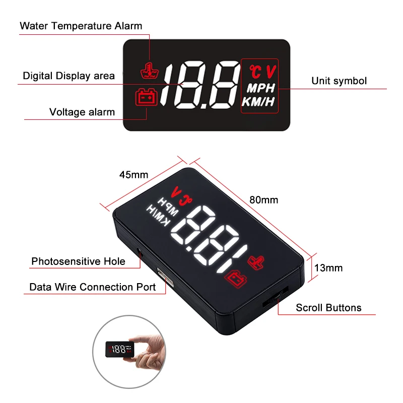 Junsun A100 автомобилей HUD Head Up Display OBDII OBD2 спидометр автомобиля скорость проектор на