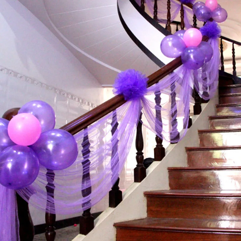 Stair Handrails Soft Net Yarn Fabric Spool Tulle Road leading Props Party Decoration home decor birthday | Дом и сад