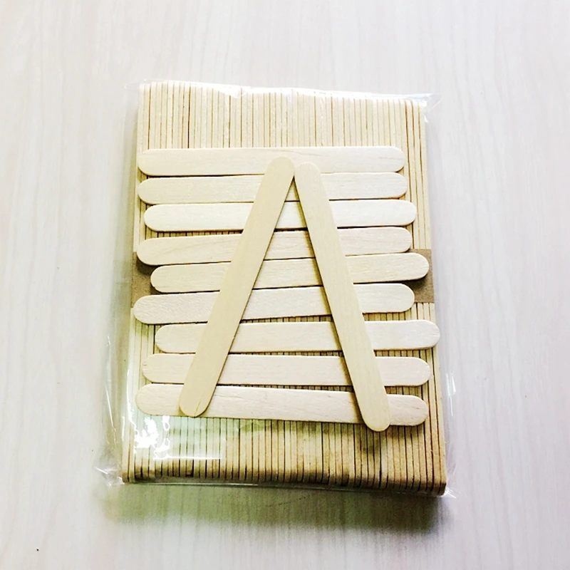

New Style (150pcs/lot)Wood Popsicle Stick Disposable Handmade Ice Cream Stick Wooden Educational Model Material Three Size