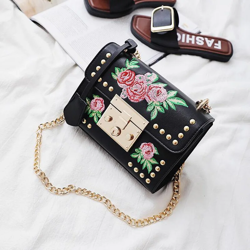 Женская сумка конверт из искусственной кожи с цветочной вышивкой|flap bag|small shoulder
