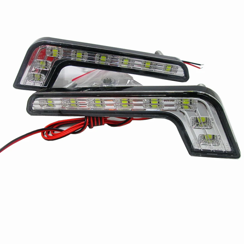 2 шт. подсвеченные дневные ходовые огни L-типа 5050 8SMD 8LED 6000K 12 В постоянного тока