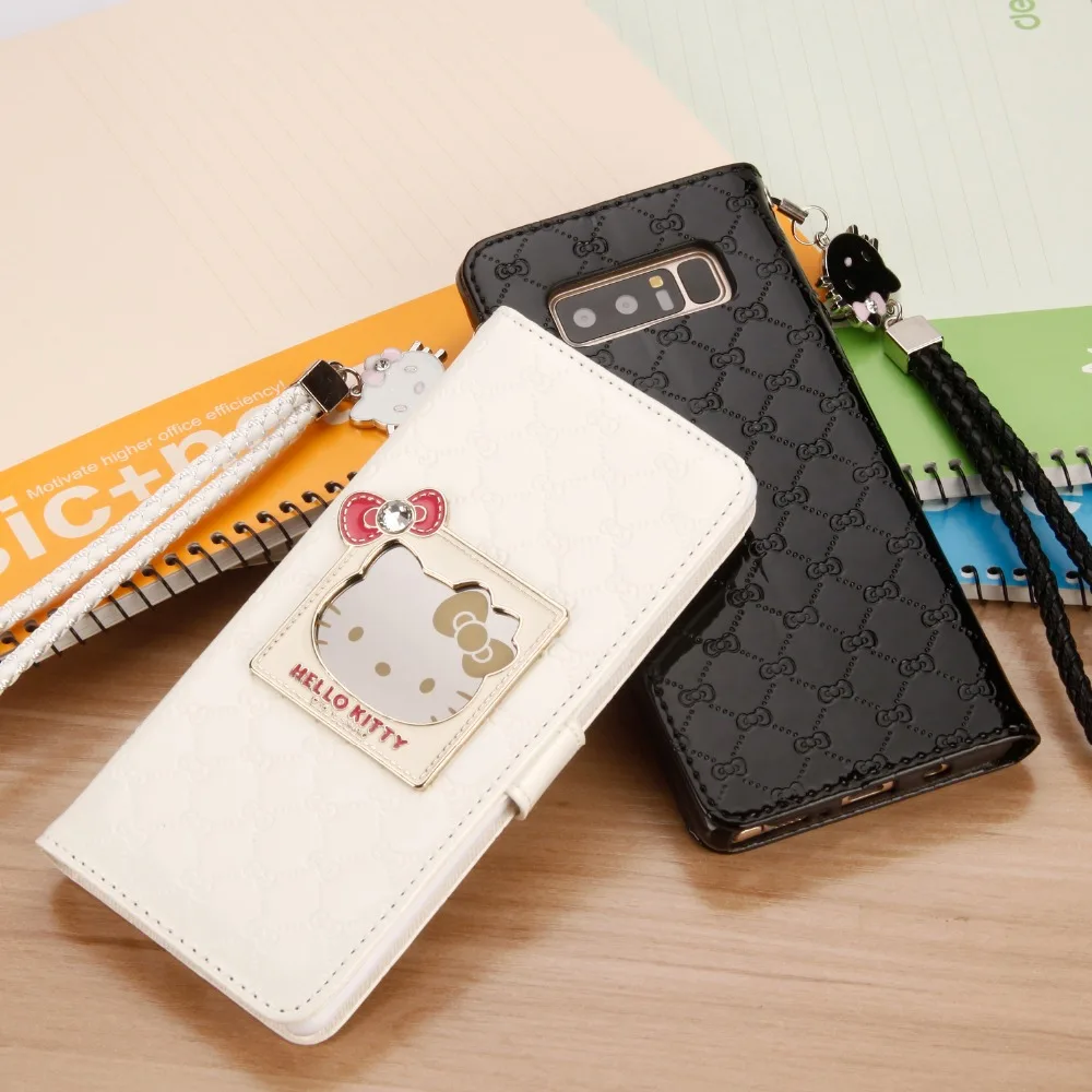 Модный Стильный чехол для samsung Note8 Note9, Роскошный кошелек hello kitty, Магнитный флип-чехол из искусственной кожи, чехол для мобильного телефона