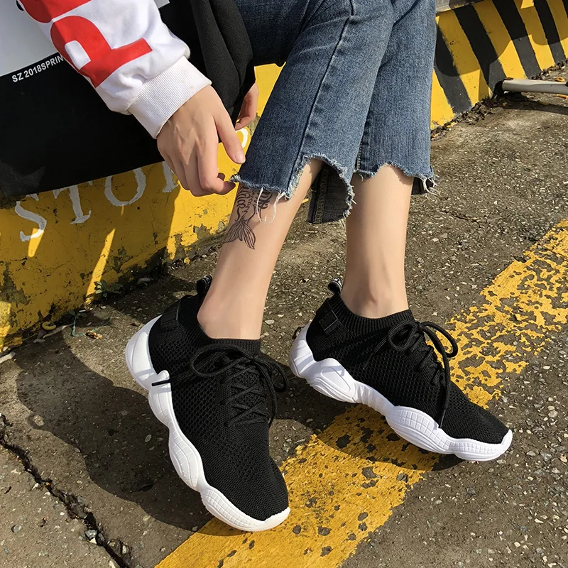 BZBFSKY/черные кроссовки женская обувь Chaussures Femme повседневная женские