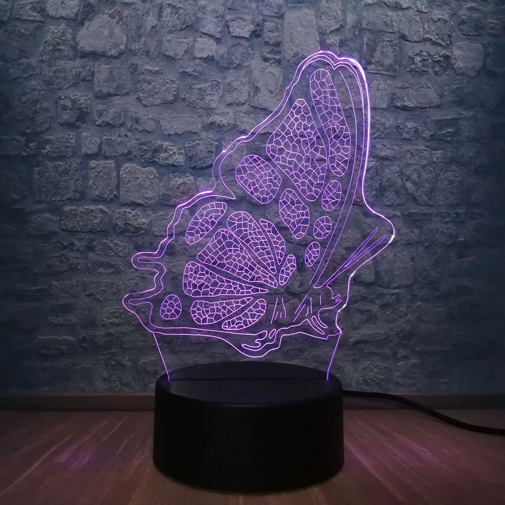 2019 3D светодиодный ночной Светильник бабочка спальня стол сна лампа RGB 7 Цвет