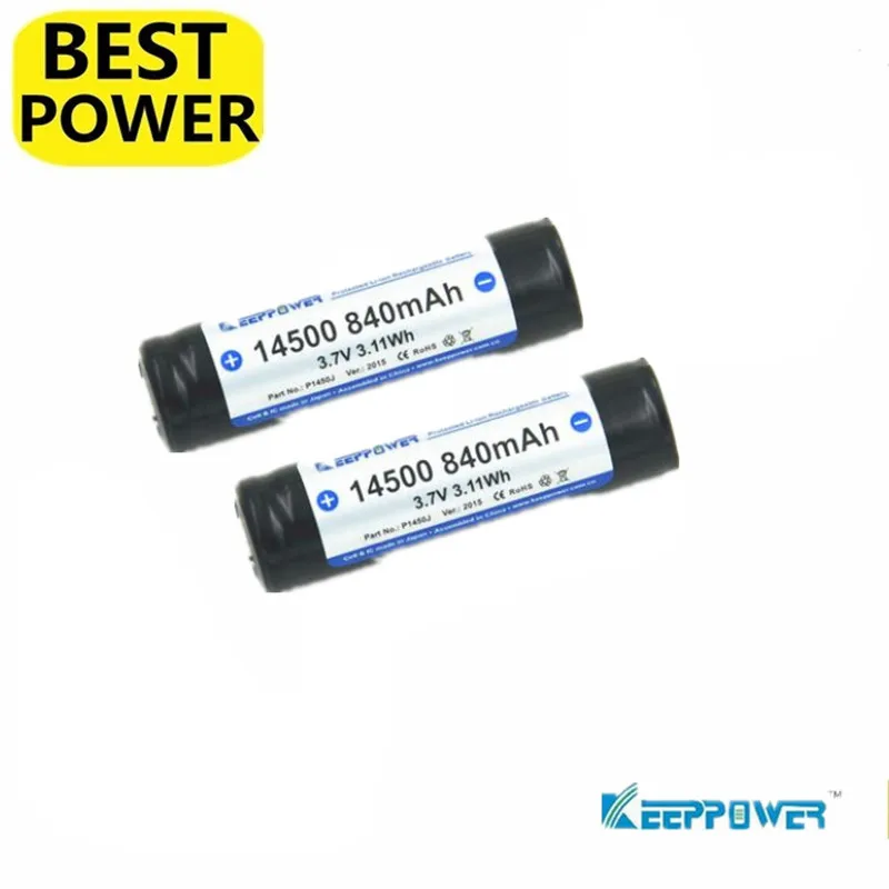 2 шт. Keeppower 14500 840 мАч 3 7 в Втч защищенная литий ионная аккумуляторная батарея
