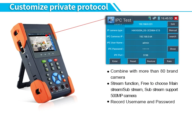 IPC3500 плюс CCTV тестер 3," сенсорный экран IP тестер аналоговых камер монитор ONVI wifi CVI TVI AHD Дополнительная камера тестер