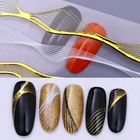 Золотистая металлическая 3D наклейка для ногтей, разные размеры, волнистые полоски, рандомная наклейка, наклейка для ногтей сделай сам, 1 лист