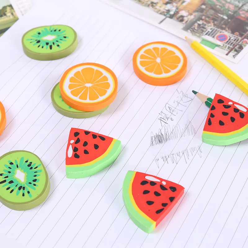 Fruit Eraser Stationery Cute Model Multicolor Rubber Cartoon School Supplies Kindergarten Orange Kiwi Watermelon | Канцтовары для