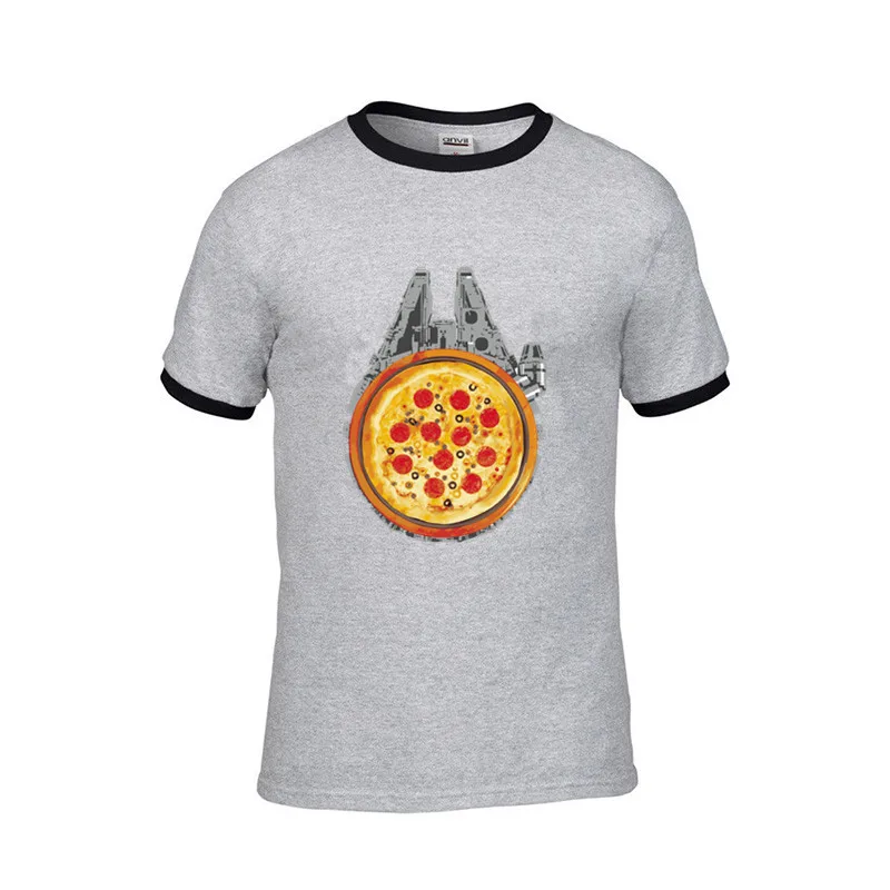 2019 streetwear Falcon with salami pizza milleniam stars wars streak Men funny game print tshirt black t-shirt male top t shirts | Мужская