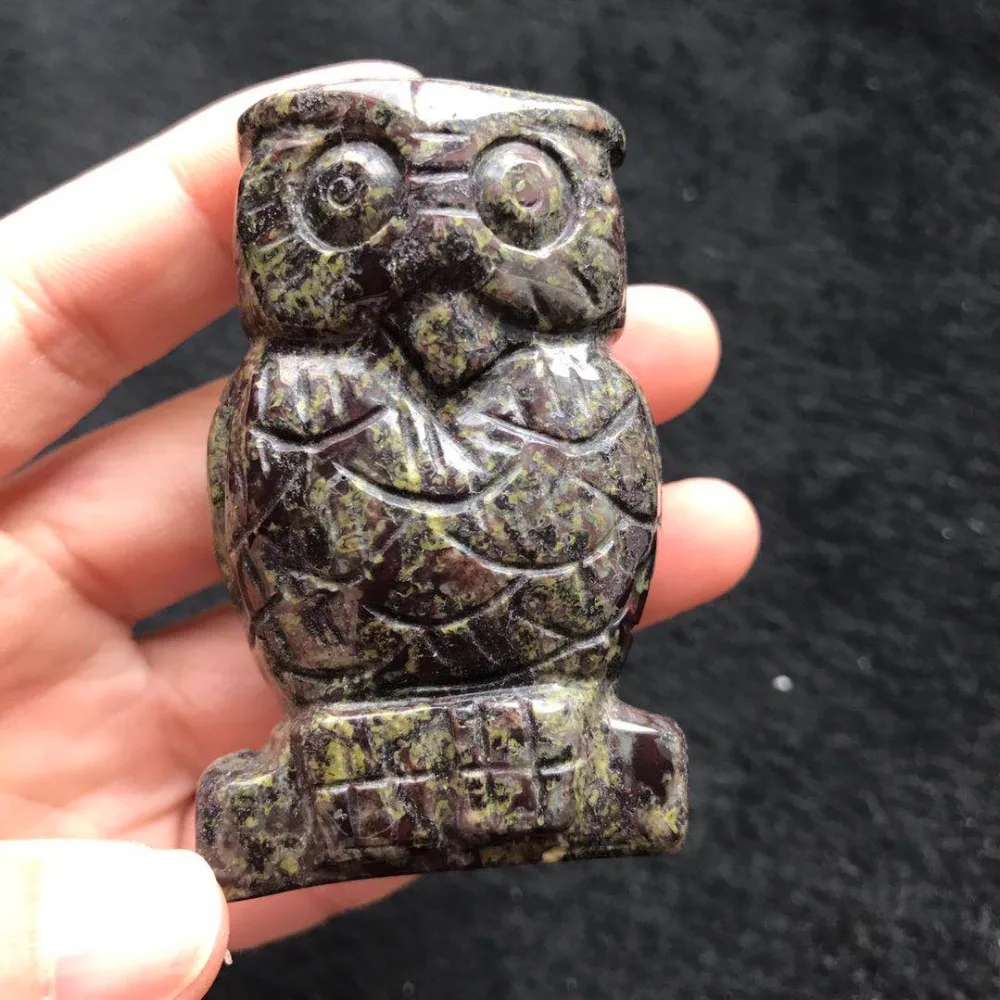 Медитация Кристалл Сова Фигурка натуральный камень крови резная статуя