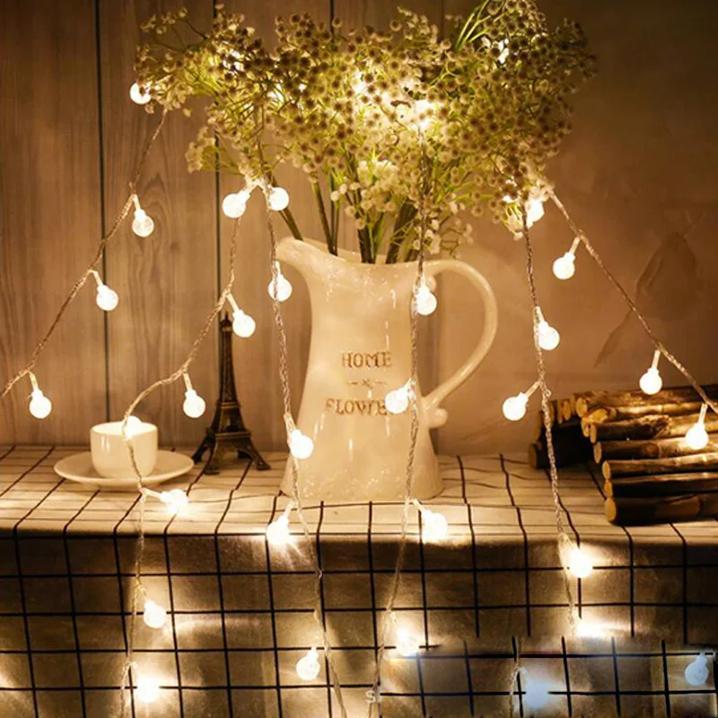 Led Christmas String Fairy lights Outdoor Garland Lamp Decorations for Home Party Garden Wedding Holiday lighting Bubble Light | Лампы и