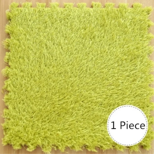 Green RAYUAN один кусок 30x30 см EVA пена DIY коврик-пазл длинные ворсинки ворсинок ворсистой ковер плюшевый мягкий коврик для детей детский игровой коврик - Цвет: Green