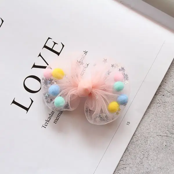 

20pcs ins Fashion Cute Pom Pom Gauze Bow Hairpins Glitter Star Bowknot Hair Clips Princess Headwear Boutique Hair Accessories