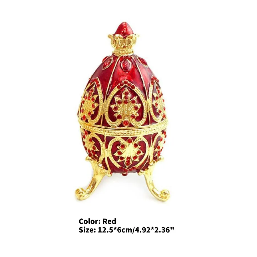 Белый Креативный русский faberge яйцо роскошные украшения на пасхальную тематику яйцо окрашенная коробка на подставке набор с эмалью и кристаллами фигурка безделушка подарок - Цвет: Белый