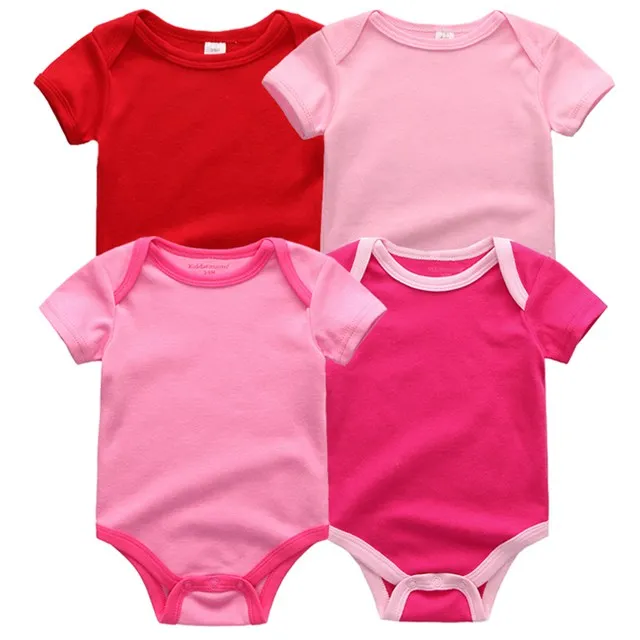 pink 302 4 шт./лот; Детский комбинезон для мальчиков и девочек с короткими рукавами и милым принтом; комплект летней одежды; roupa menina; хлопковая одежда для новорожденных - Цвет: pink 302